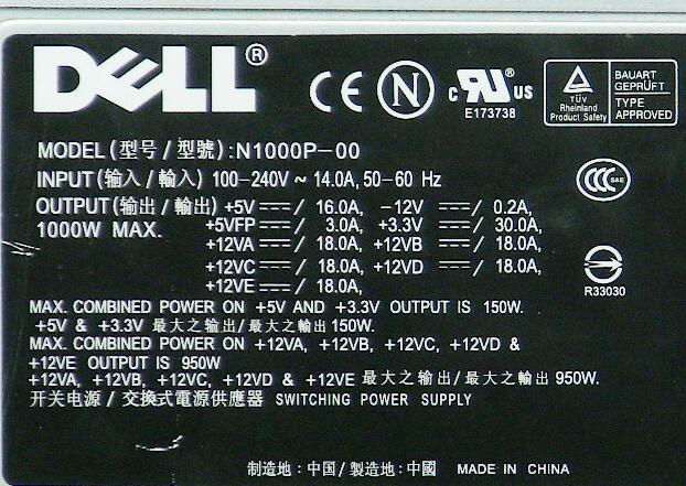 New Dell XPS 700 / 710 / 720 / Precision 490 / 690 Desktop 1000W Power Supply PM480