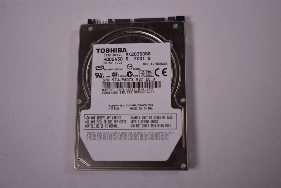 New MK2035GSS Toshiba Laptop 200GB 4200RPM SATA 1.5Gbps 8MB Cache 2.5-inch Internal Hard Drive - LaptopParts.ca
