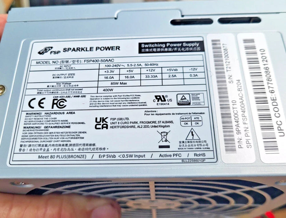 New Sparkle Power Switching Power Supply ATX 400W FSP400-50AAC - LaptopParts.ca