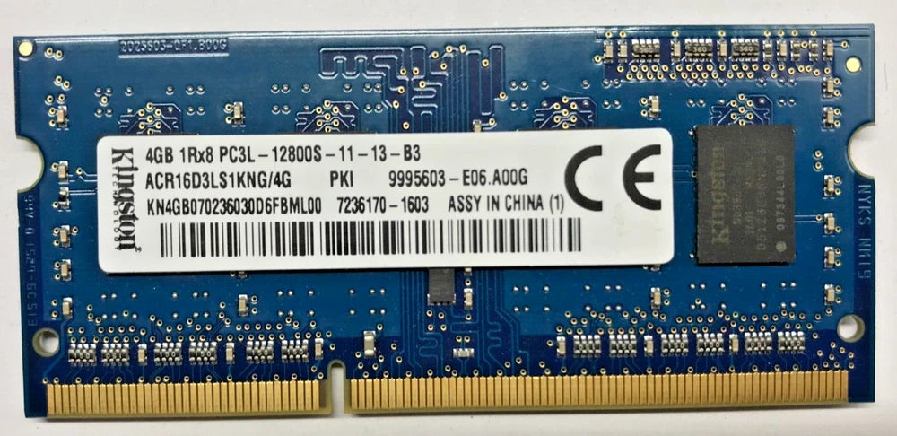 New Kingston 4GB (1x4GB) DDR3 SODIMM ACR16D3LS1KFG/4G PC3L-12800S-11-13-B3