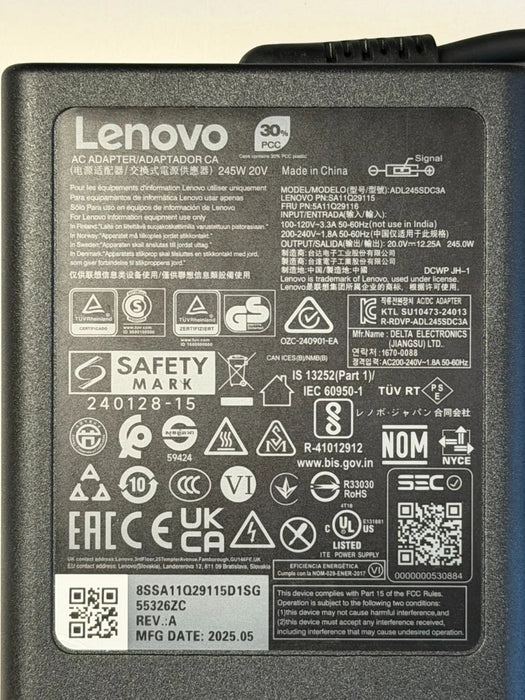 New Genuine Lenovo 245W Slim Tip AC Adapter Charger For Legion LOQ Y500S ADL245SCC3A 5A11Q29119 5A11Q29116