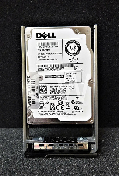 New Dell Enterprise 1.2TB 10000RPM 6Gbps 2.5" SAS Server Hard Drive HUC101212CSS600 T6TWN