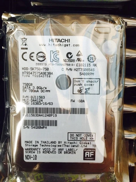 New Hitachi HTS547575A9E384 0J11563 750GB, 5400RPM, 2.5" Internal Hard Drive - LaptopParts.ca