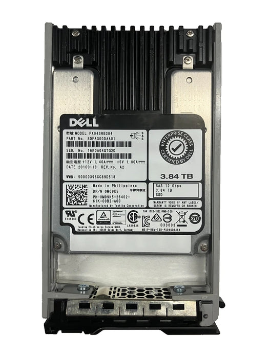 New Dell PX04SRB384 SSD 3.84TB SAS 12Gb/s 2.5" 0M09K5 M09K5 512 b/s