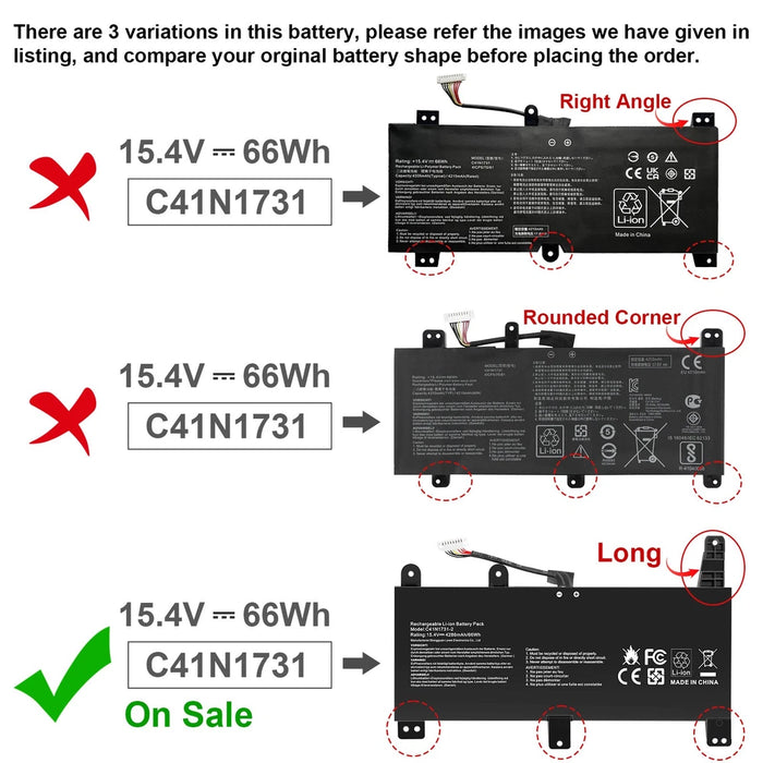 New Compatible Asus ROG Strix G17 G712 G712LU G712LV G512LV Battery 66Wh C41N1731-2