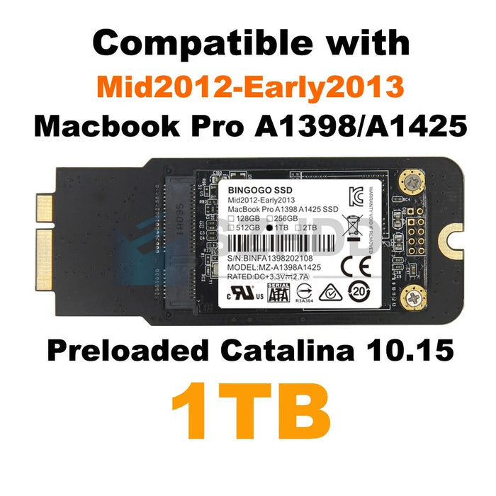 New 1TB SSD For MacBook Pro A1398 Mid 2012 Early 2013 A1425 Late 2012 Early 2013