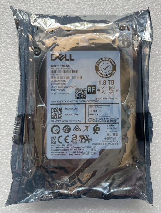 New Dell R540 R640 R940 Seagate 1.8TB 10K 2.5'' 12Gbps SAS Hard  Drive ST1800MM0159 JY57X