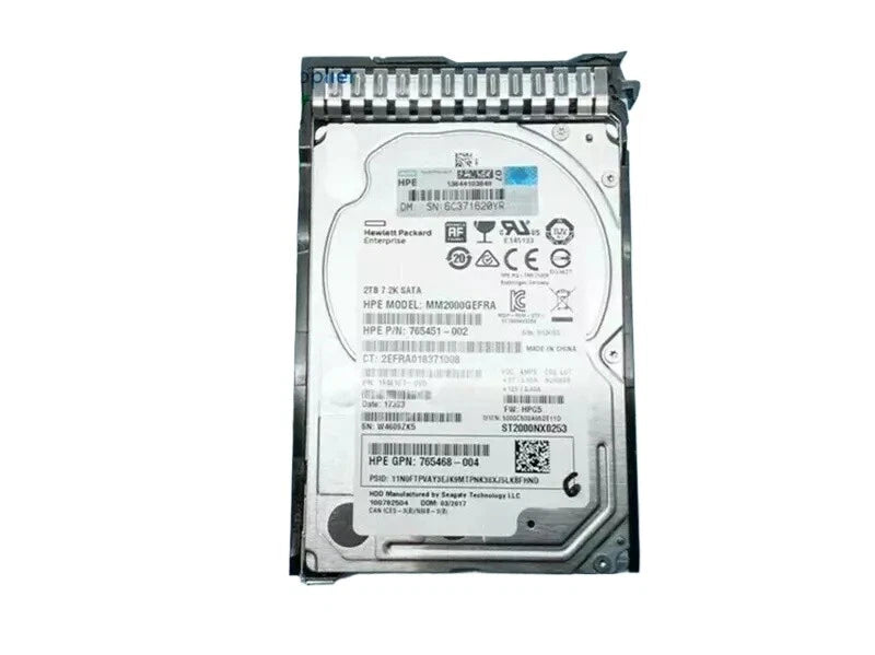 NEW HP HPE 2TB 7.2K Sata 6G 2.5IN Midline 512E HDD Hard Drive 765455-B21 765869-001