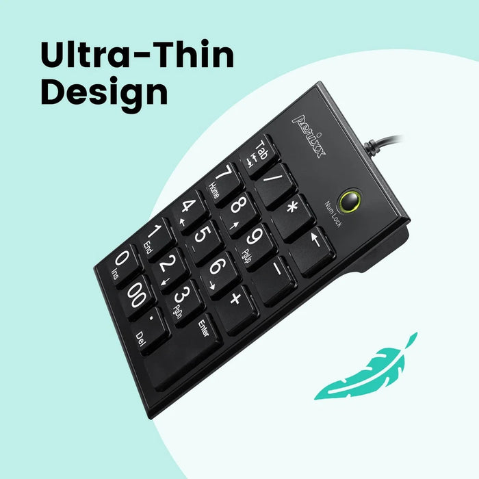 Nouveau Perixx PPD-202 Clavier numérique filaire 19 touches mince à grands caractères