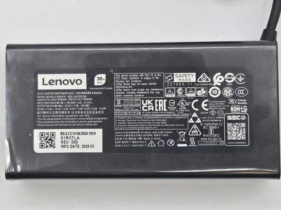 New Genuine Lenovo ThinkPad Legion Yoga 140W 20V 7A USB-C AC Adapter ADL140YDC3A 5A11K06364