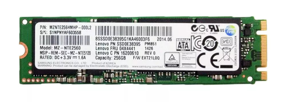 Lenovo Samsung 256GB SSD M.2 2280 SATA NGFF MZNTE256HMHP-000L2 SSD0E38395 PM851 04X4441