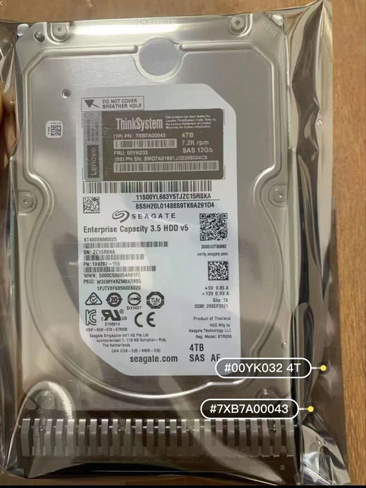 New Lenovo ThinkSystem 7XB7A00043 00YK032  3.5" 4TB 7.2K SAS 12Gb Hot Swap 512n HDD Hard Drive