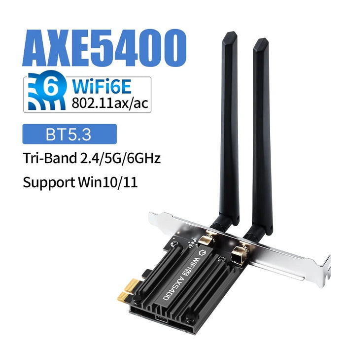 New AX5400 Bluetooth 5.3 802.11ax Tri-Band 2.4G/5G/6G WiFi 6E PCI-E Card