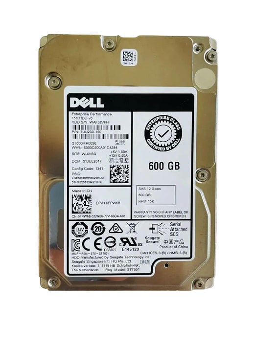 DELL 600GB 2.5" SAS 12 Gbps Hard Drive SFF 15K RPM 512 0FPW68 ST600MP0036