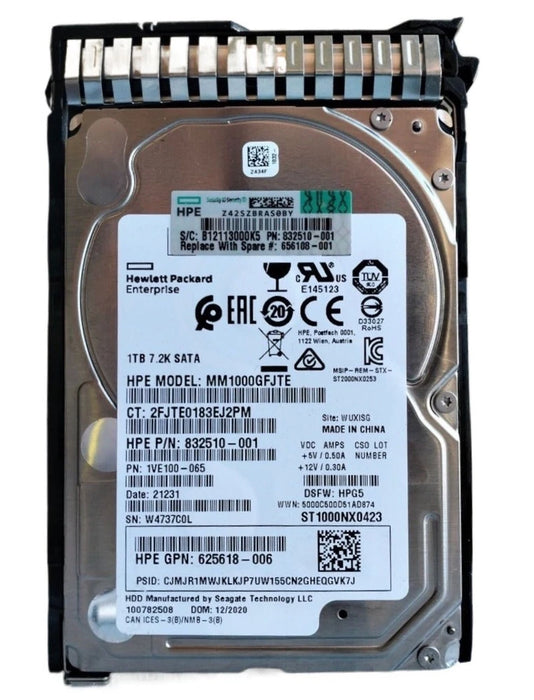 New HP 1TB 6G SATA 7.2K 2.5 SC MDL HDD G8/G9 655710-B21 656108-001 MM1000GBKAL