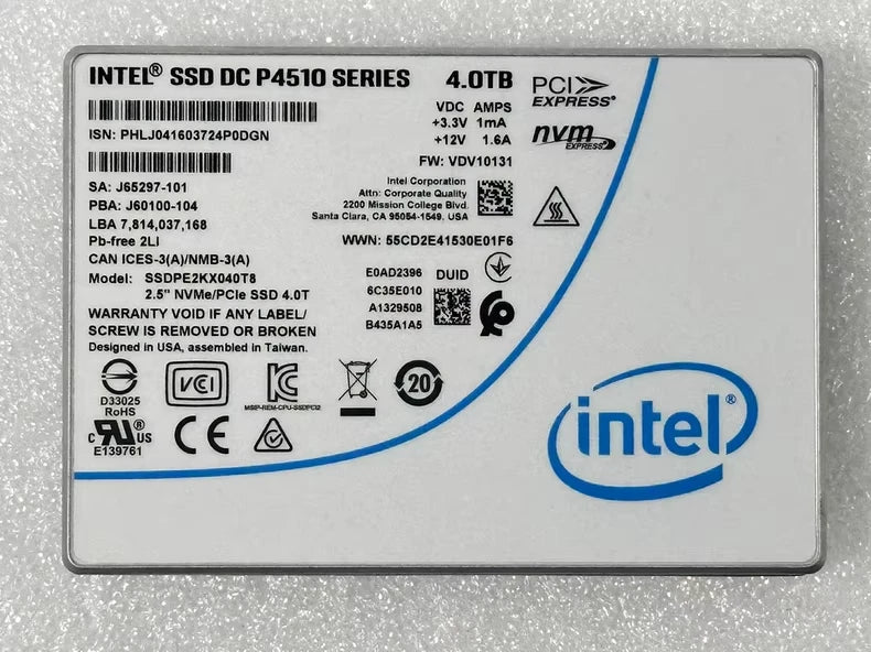 New Intel 4TB P4510 SSD Series DC NVME U.2 SSDPE2KX040T8 Solid State Drive VDV10131 - LaptopParts.ca