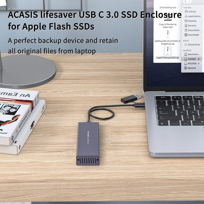 New Acasis USB C 20Gbps SSD Enclosure for Apple Mac SSD 12+16 Pin NVMe Adapter