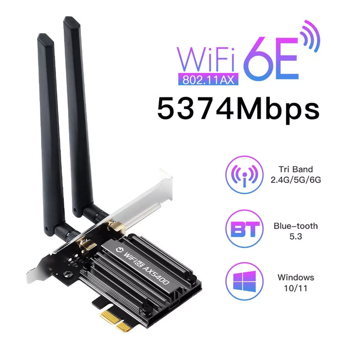 New AX5400 Bluetooth 5.3 802.11ax Tri-Band 2.4G/5G/6G WiFi 6E PCI-E Card