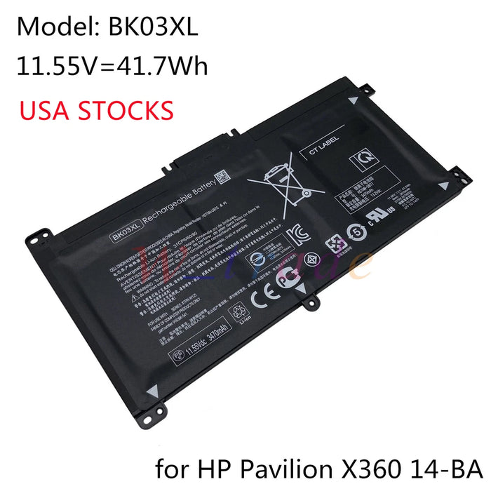 New Compatible HP Pavilion x360 14-BA 14-BA00 Battery HSTNN-UB7G 916811-855 916366-541 BK03 BK03XL - LaptopParts.ca