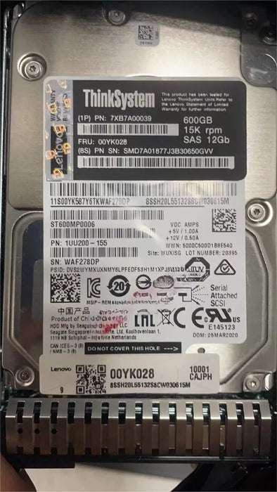 New Lenovo 00YK028 7XB7A00039 600GB 2.5 15K 12GB/s SAS Internal Hard Drive