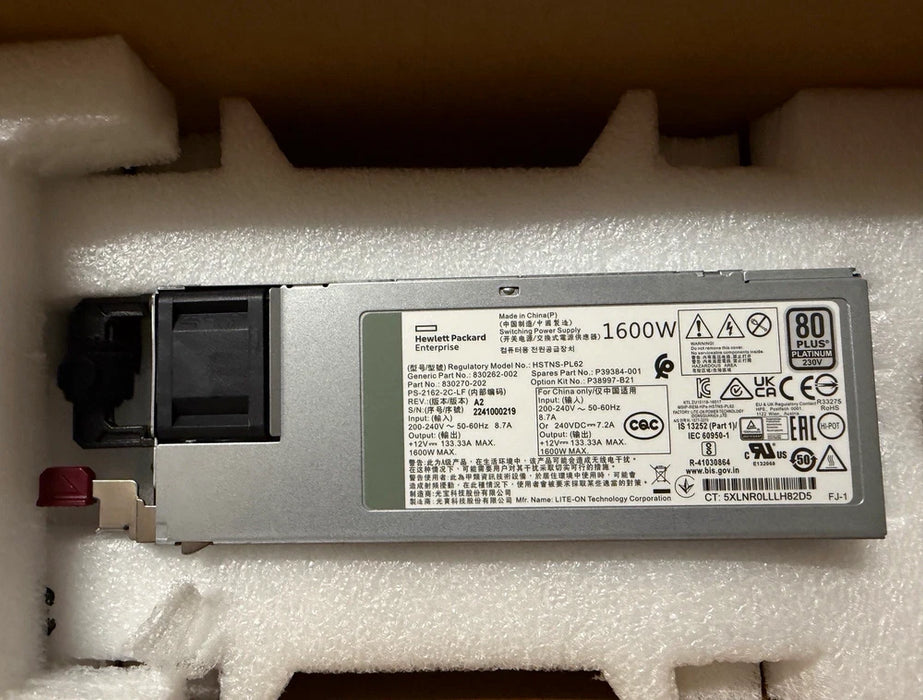New HPE 1600W Power Supply PSU P39384-001 830262-002 830270-202 P38997-B21