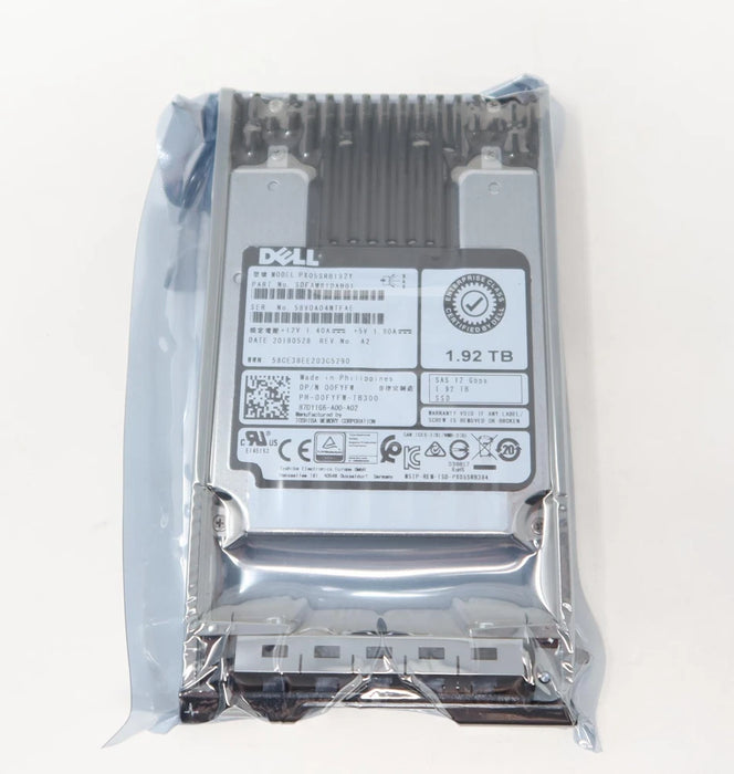 New Dell 1.92TB SAS 2.5" 12Gb/s RI SSD0FYFW PX05SRB192Y SDFAM81DAB01