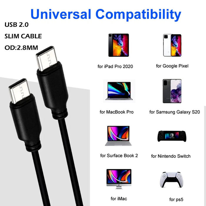 New USB-C to USB-C 50FT Cable USB2.0 Cable USB C to Type C Fast Charging Cable - LaptopParts.ca