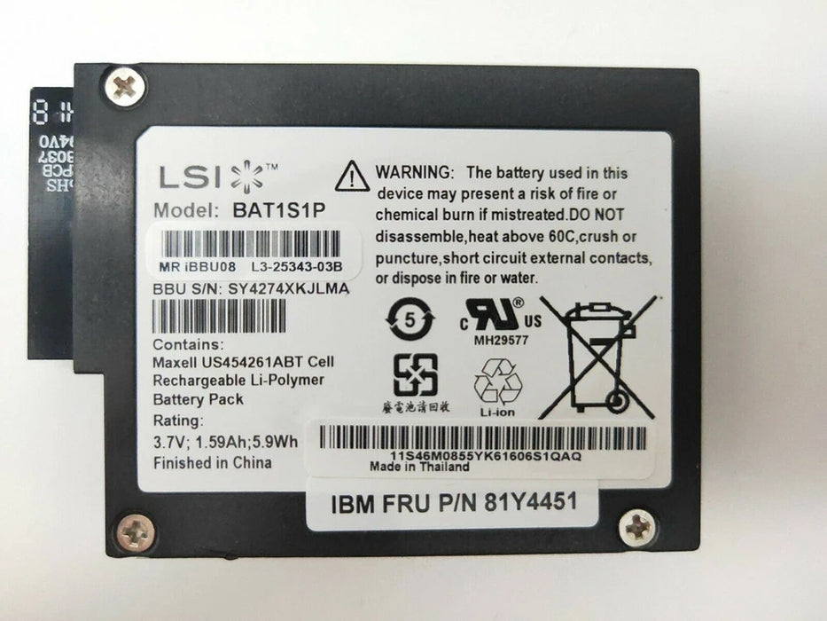 New Genuine LSI BAT1S1P BAT1S1P-A L3-25343-05A L4-25343-07B Raid Controller Battery