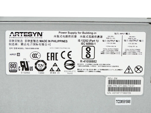 New Artesyn Dell EMC Isilon X410 Isilon A200 700-013850-0100 1100W Server Power Supply 071-000-712-01 - LaptopParts.ca