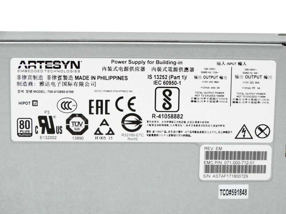 New Artesyn Dell EMC Isilon X410 Isilon A200 700-013850-0100 1100W Server Power Supply 071-000-712-01 - LaptopParts.ca