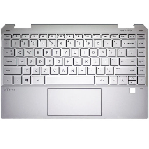 New HP Spectre X360 13-AW TPN-Q225 Palmrest With Backlit US English Keyboard and Touchpad Silver L72409-001 - LaptopParts.ca