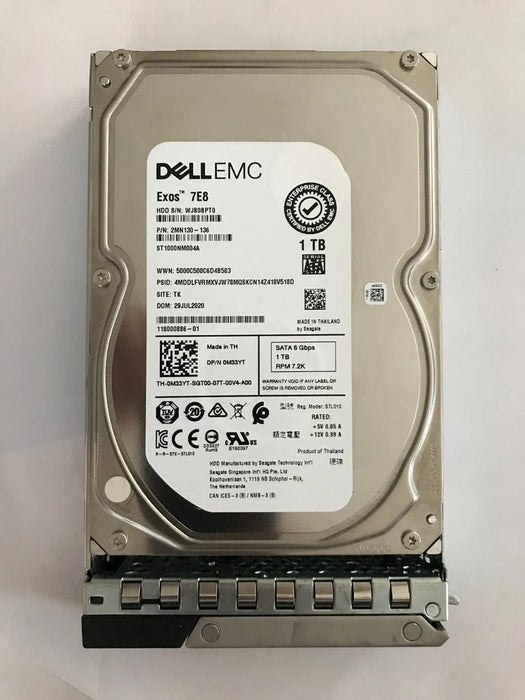 New Dell Seagate ST1000NM004A 1TB 7.2K SATA 3.5" 6Gb/s HDD 14G KIT M33YT 0M33YT T350 - LaptopParts.ca