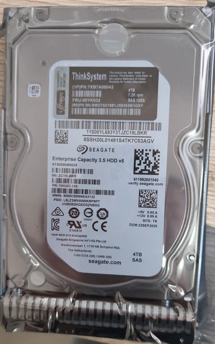 New Lenovo ThinkSystem 7XB7A00043 00YK032  3.5" 4TB 7.2K SAS 12Gb Hot Swap 512n HDD Hard Drive