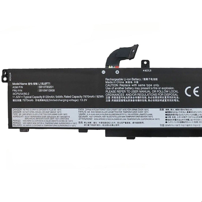New Compatible Lenovo ThinkPad P15 P17 T15G 2nd Gen Battery L19L6P71 L19C6P71 5B10W13958