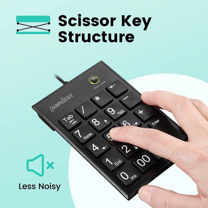 Nouveau Perixx PPD-202 Clavier numérique filaire 19 touches mince à grands caractères