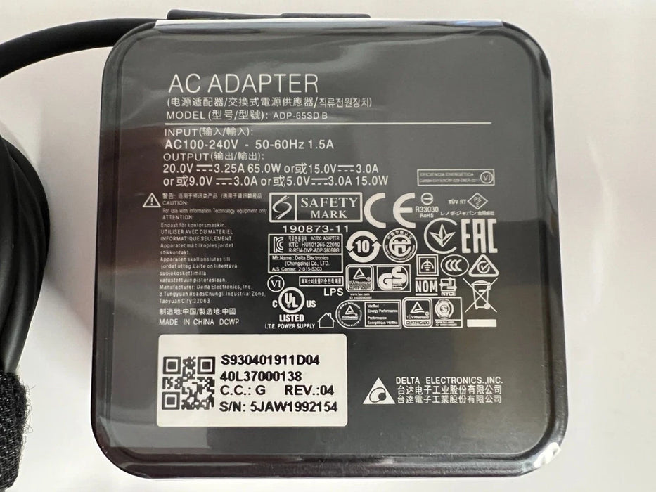 New Genuine MSI Summit E13 E14 E16 Prestige 14 AC Adapter USB-C 65W ADP-65SD B A20-065N3A