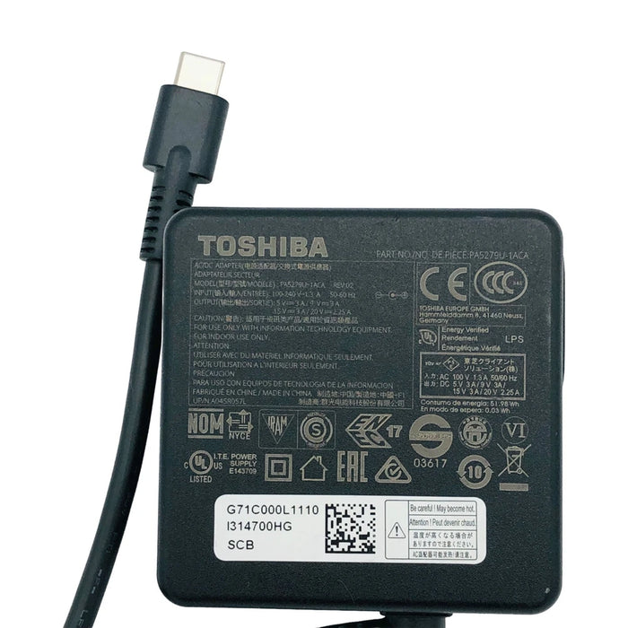 New Genuine Toshiba DynaBook Satellite Pro C50-H-11B 11D 11E AC Adapter Charger USB-C 45W - LaptopParts.ca