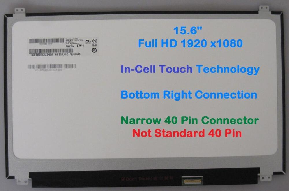 New Lenovo T580 NV156FHM-T00 V8.1 15.6" LCD LED FHD Touch Screen Lenovo FRU 01YR205 SD10Q59922 - LaptopParts.ca