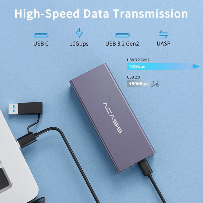 New Acasis USB C 20Gbps SSD Enclosure for Apple Mac SSD 12+16 Pin NVMe Adapter