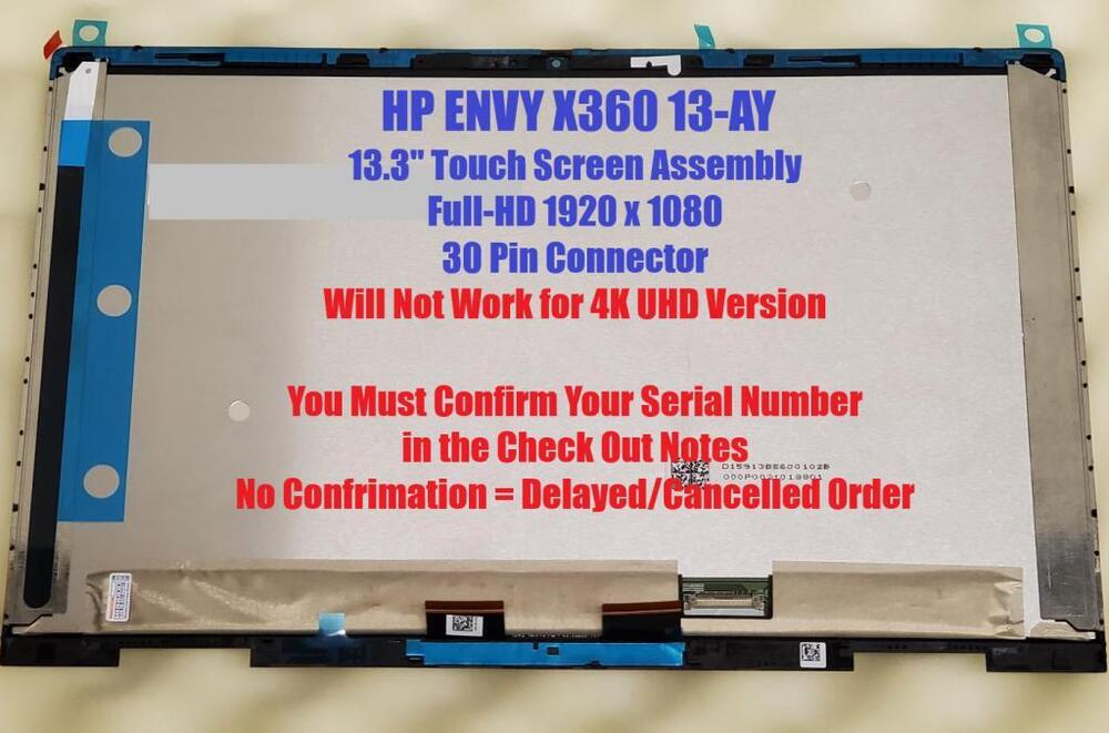 New HP Envy 13-AY Series LCD Touch Screen Assembly L94495-001 FHD 1920x1080 - LaptopParts.ca