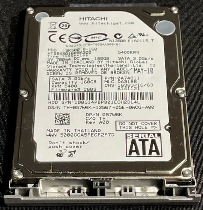 New Hitachi 160GB 2.5" 5400RPM SATA Laptop Drive HTS545016B9A300 57W6K HH049 - LaptopParts.ca