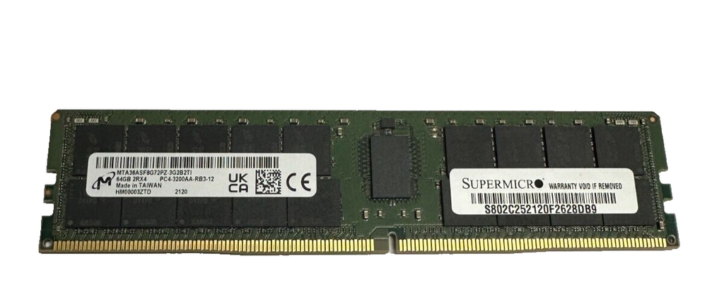 New MICRON 64GB DDR4 3200 RDIMM ECC REG 2Rx4 SERVER MODULE