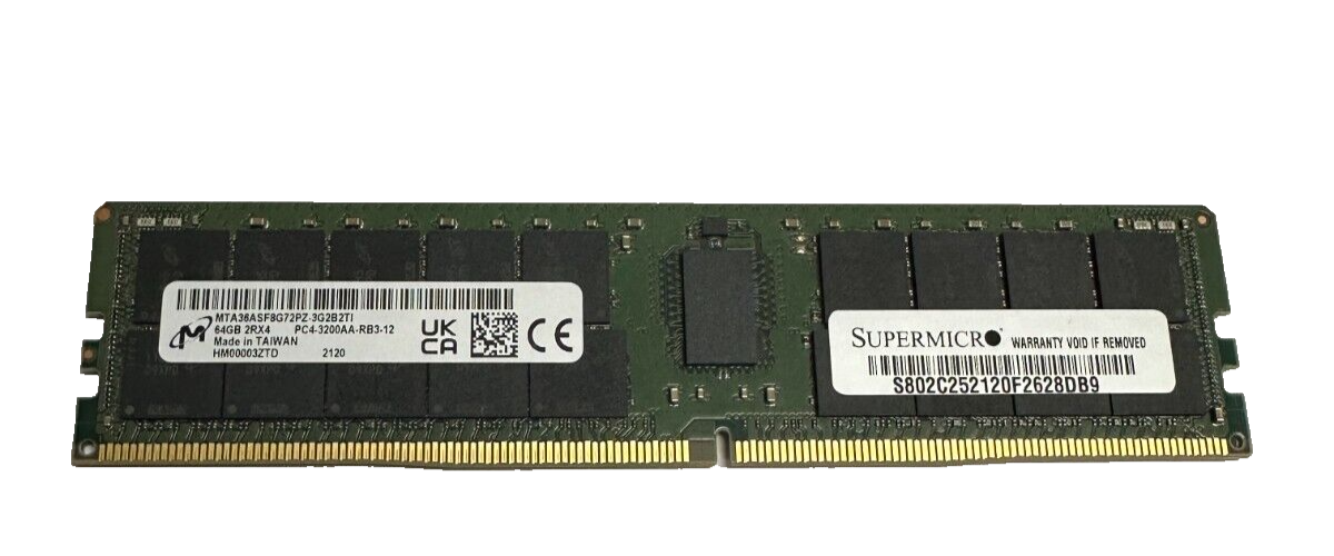 New MICRON 64GB DDR4 3200 RDIMM ECC REG 2Rx4 SERVER MODULE MTA36ASF8G72PZ