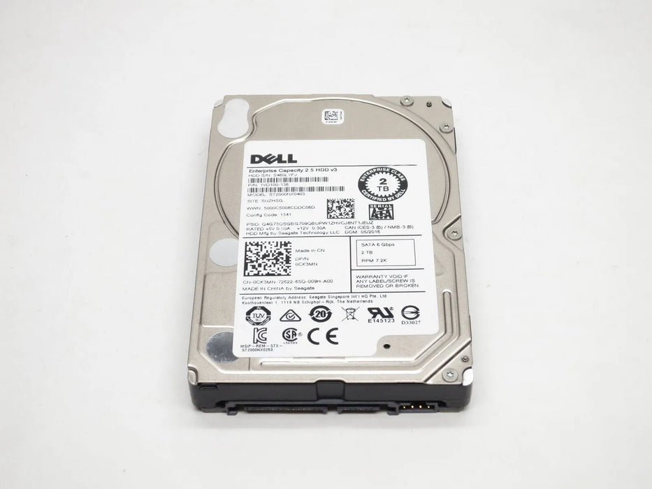 New Dell CK3MN 0CK3MN 2TB 7.2K SATA 2.5" 128MB 6Gbps Hard Drive ST2000NX0403