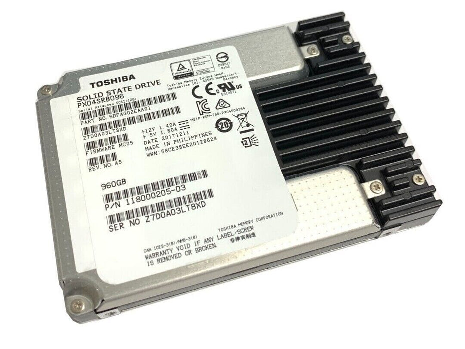 New Toshiba Enterprise 960GB MLC SAS 12Gbps 2.5" PLP Solid State Drive PX04SRB096