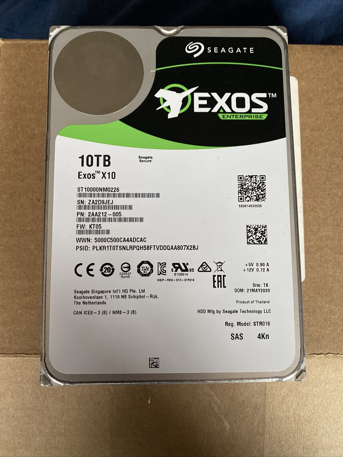 Seagate 2AA202-005 10TB SAS 12G 4Kn hard disk drive main image 1