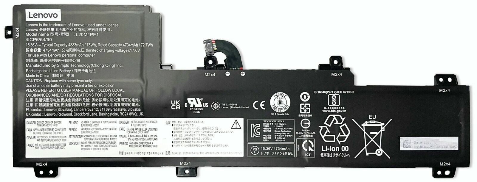 New Genuine Lenovo IdeaPad 5 Pro L20M4PE1 L20L4PE1 L20C4PE1 Battery 75WH - LaptopParts.ca