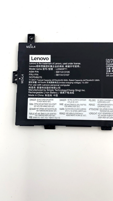 New Genuine Lenovo 5B11A13107 SB11A13105 L20D3P71 L20L3P71 Battery 52.9WH - LaptopParts.ca