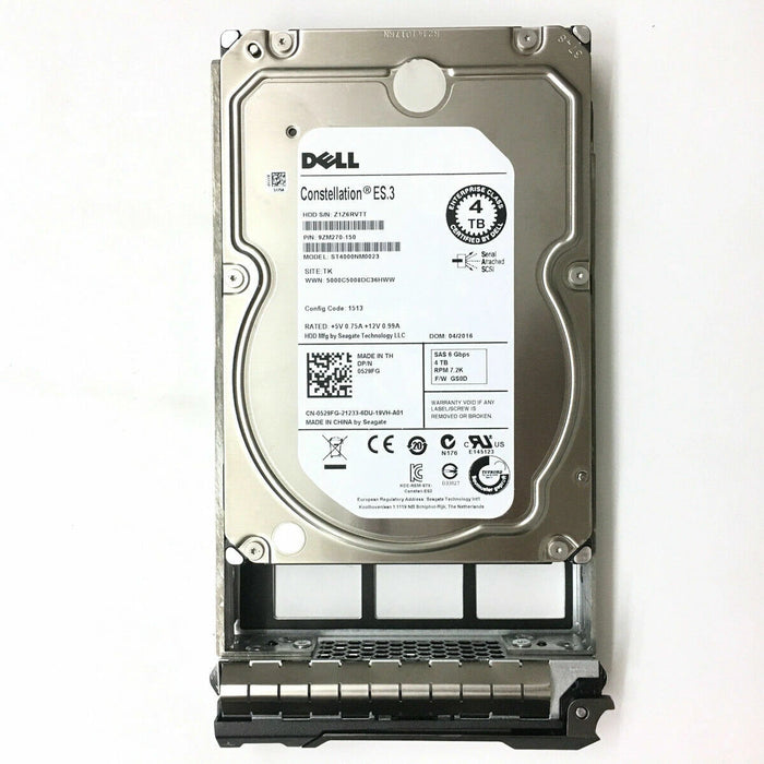 New Dell 4TB 7.2K 6G 128MB Cache 3.5" SAS HDD Hard Drive With Tray ST4000NM0023 529FG 0529FG