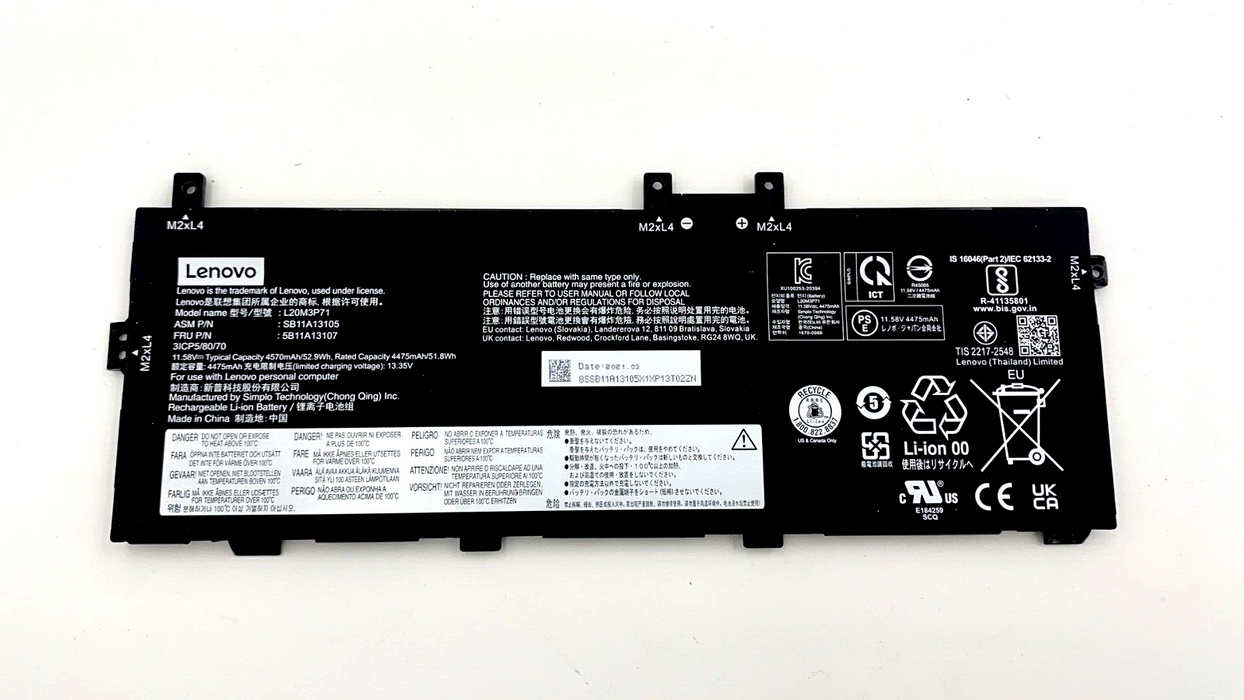 New Genuine Lenovo ThinkPad X13 Yoga 2nd Gen L20M3P71 L20C3P71 Battery ...